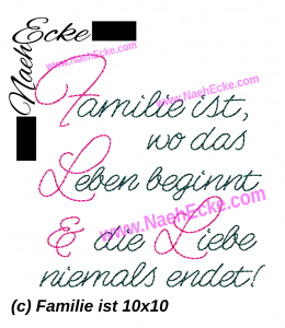 Familie ist, wo das Leben beginnt und die Liebe niemals endet!