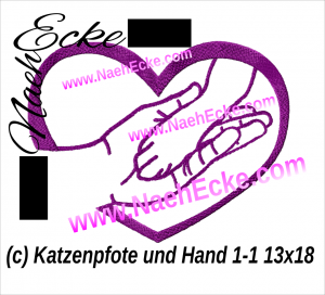 Cat Paw and Hand with Heart