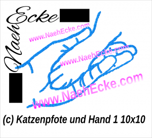 Katzenpfote und Hand