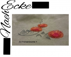 Embroidery fringed Flowers 1 4x4