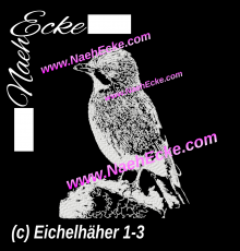 Stickdatei Eichelhäher 1-3 20x30 / 20x20 / 20x28 ScribArt