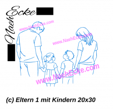 Stickdatei Eltern 1 mit Kindern 20x30 / 20x28