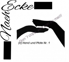 Stickdatei Pfote und Hand Nr 1 10x10 