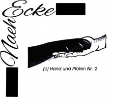 Stickdatei Pfote und Hand Nr 2 13x18 <br />