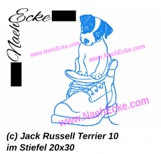 Stickdatei Jack Russell Terrier 10 im Stiefel 20x30 / 18x30 / 14x20 / 20x20 / 20x28