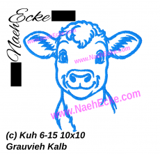 Stickdatei Kuh 6-15 Grauvieh Kalb 10x10