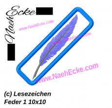 Stickdatei ITH Lesezeichen Feder 1 10x10
