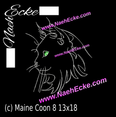Stickdatei Katze Maine Coon 8 13x18 / 14x20