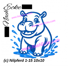 Stickdatei Nilpferd 1-15 10x10
