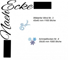 Stickdatei Schneeflocken mit Wind 3 10x10 