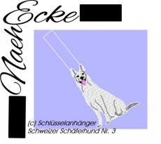 Stickdatei Schweizer Schäferhund Nr. 3 ITH Schlüsselanhänger 