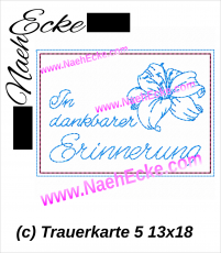 Stickdatei Trauerkarte In dankbarer Erinnerung 13x18 ITH