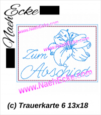 Stickdatei Trauerkarte Zum Abschied 13x18 ITH