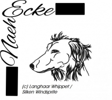Stickdatei Whippet Nr. 4 Langhaar Silken Windsprite 13x18 
