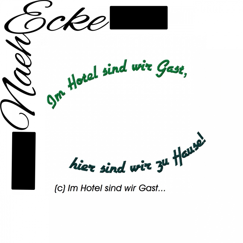 Stickdatei Im Hotel sind wir Gast... 20x30