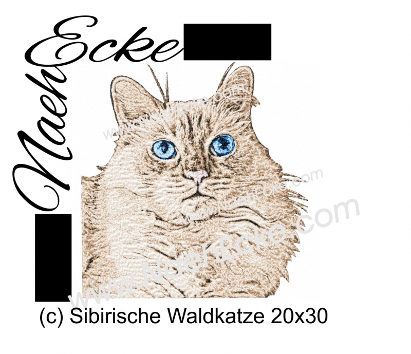 Stickdatei Sibirische Waldkatze Nr. 1 20x30 Photostitch