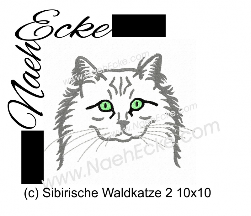 Stickdatei Sibirische Waldkatze Nr. 2 10x10