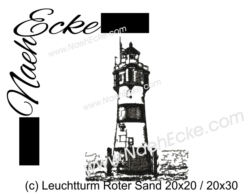 Stickdatei Leuchtturm Roter Sand 20x20 / 20x30 Scrib-Art