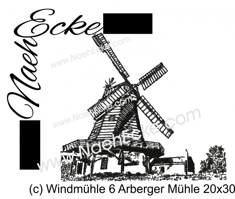 Stickdatei Windmühle 06 Arberger Mühle 20x28 / 20x30 Scrib-Art