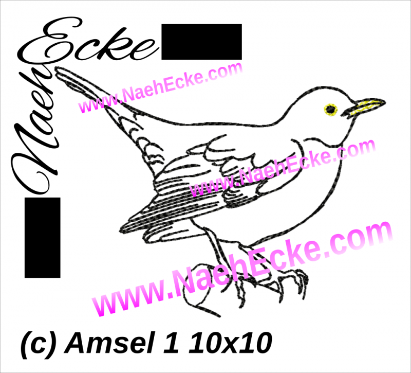 Stickdatei Amsel 1 10x10