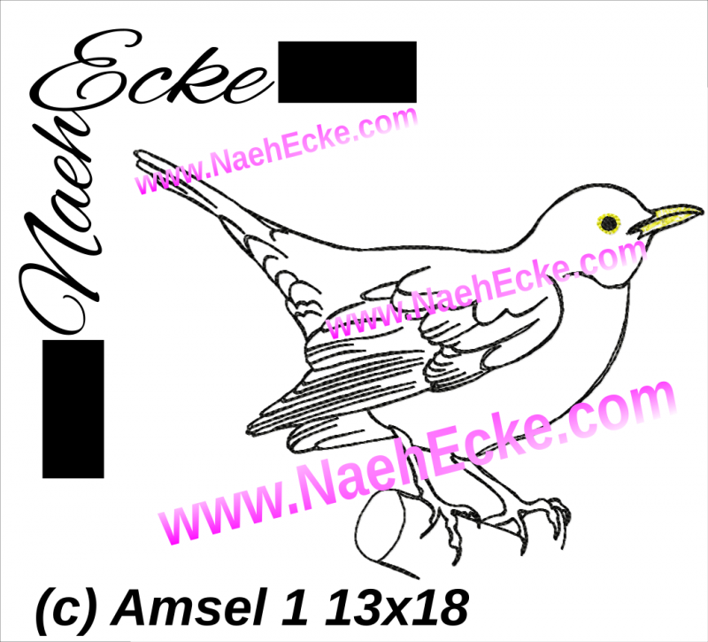 Stickdatei Amsel 1 13x18