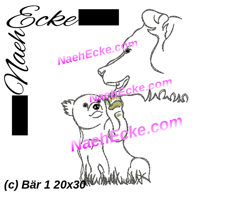 Stickdatei Bär 1 20x30 / 20x28 / 14x20 / 20x20 / 18x30