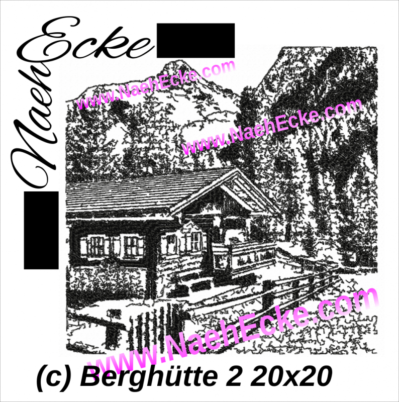 Stickdatei Berghütte 2 Scrib-Art 20x30 / 20x28 / 20x20