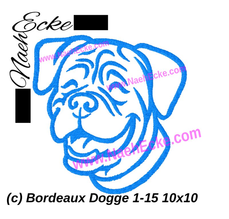 Stickdatei Bordeaux Dogge 1-15 10x10