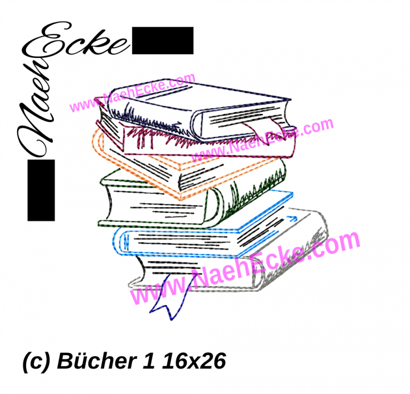Stickdatei Bücher 1 Doodle 16x26 / 20x20