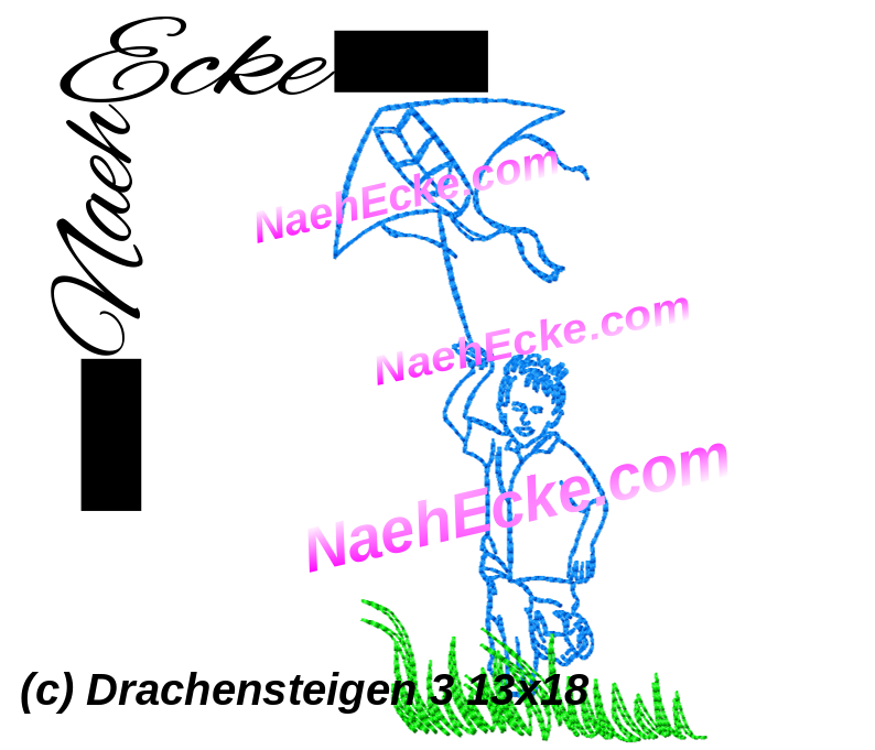 Stickdatei Drachen steigen 3 13x18 / 14x20