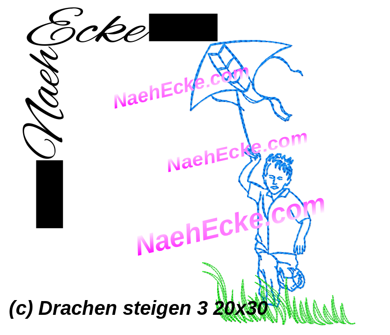Stickdatei Drachen steigen 3 20x30 / 20x28 / 18x30 / 14x20 /20x20