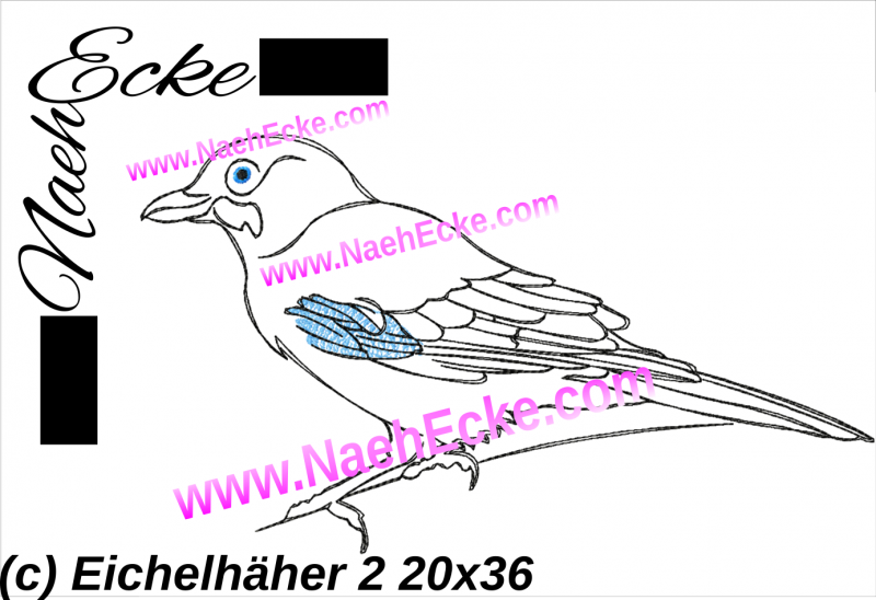Stickdatei Eichelhäher 2 20x36
