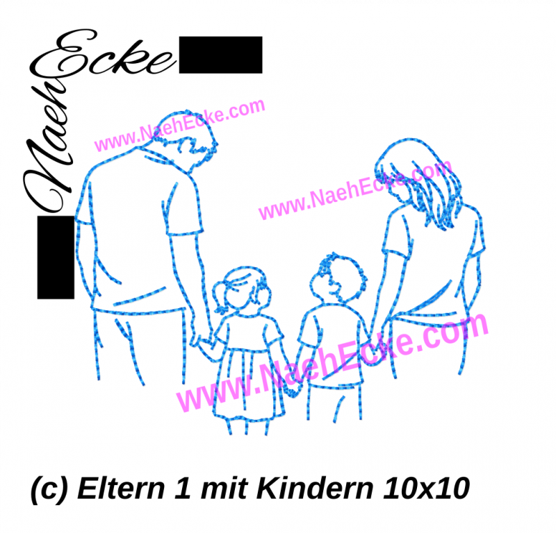 Stickdatei Eltern 1 mit Kindern 10x10