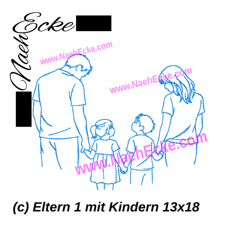 Embroidery Parents 1 with children 5x7
