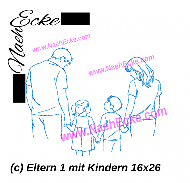 Stickdatei Eltern 1 mit Kindern 16x26