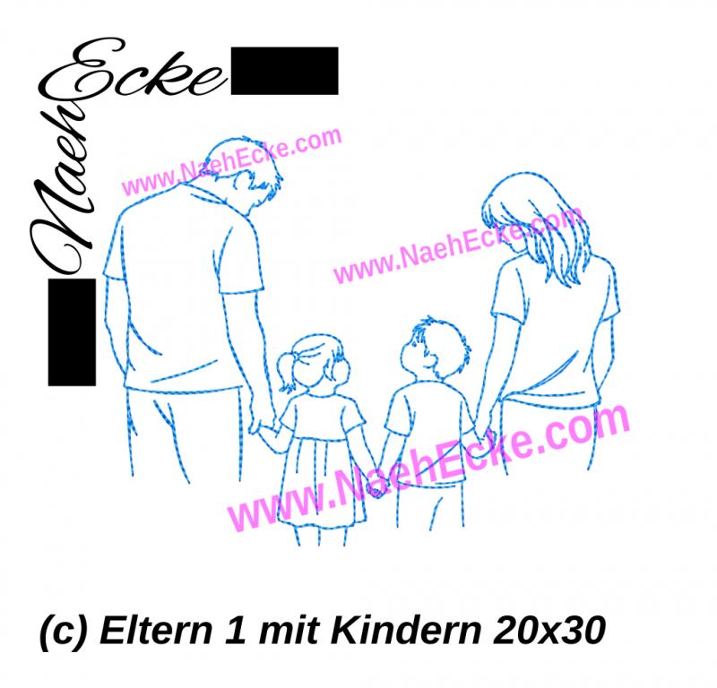 Embroidery Parents 1 with children 11.81 x 7.87