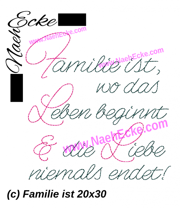 Stickdatei Familie ist... 20x30 / 20x20 / 20x28
