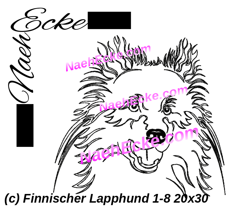Stickdatei Finnischer Lapphund 1-8 20x30 / 20x28