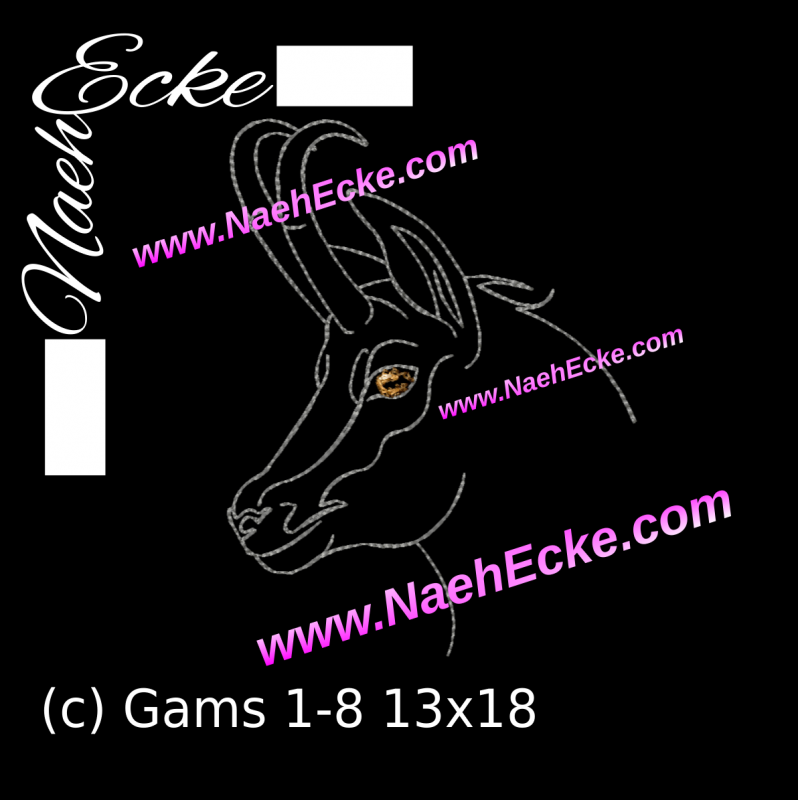 Stickdatei Gams 1-8 13x18