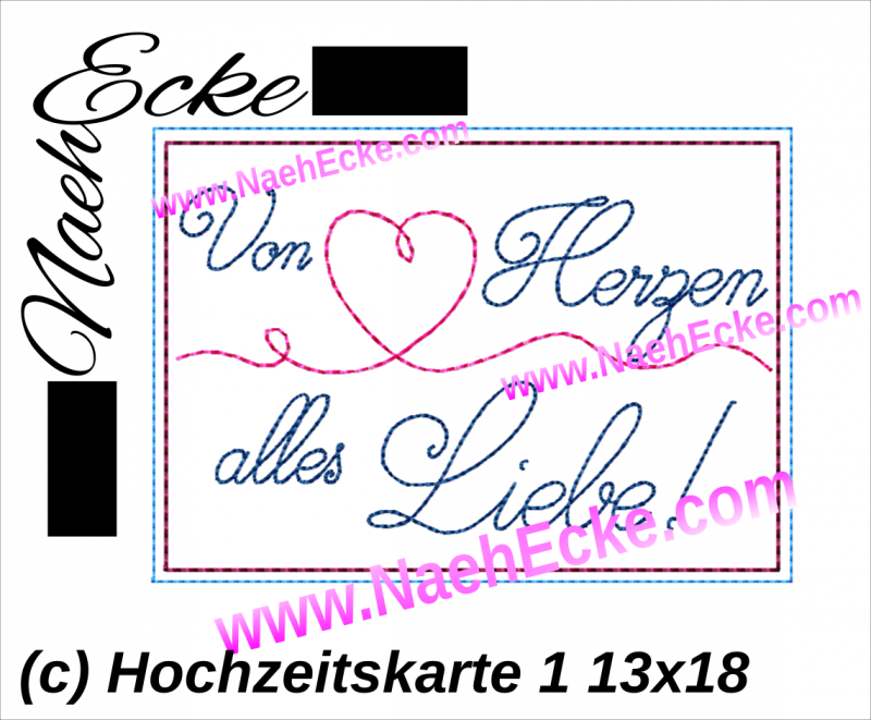 Stickdatei Hochzeitskarte 1 13x18 ITH