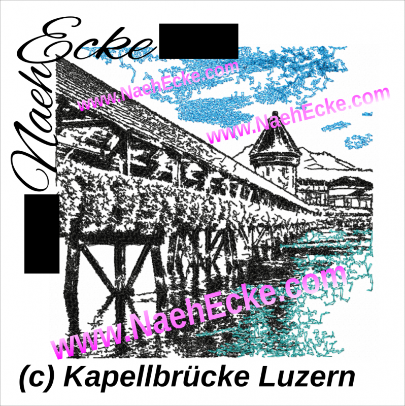 Stickdatei Luzern Kapellbrücke 20x20 / 20x28 / 20x30 Scrib-Art