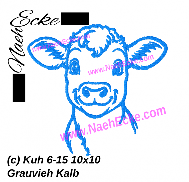 Stickdatei Kuh 6-15 Grauvieh Kalb 10x10