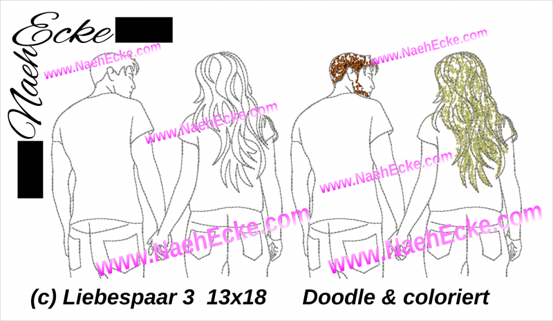 Stickdatei Liebespaar 3 13 x 18 / 14 x 20