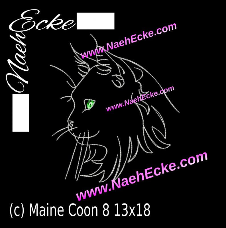Stickdatei Katze Maine Coon 8 13x18 / 14x20