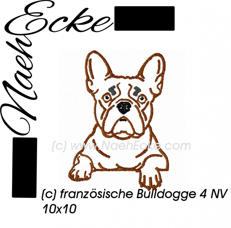 Embroidery French Bulldog 4 4x4