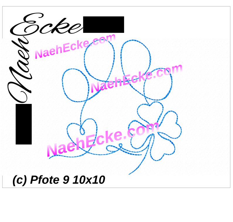 Stickdatei Hundepfote Lineart 9 10x10