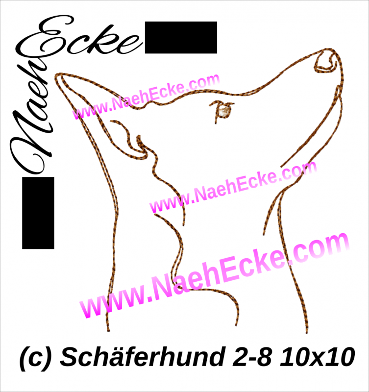 Stickdatei Schäferhund Nr. 2-8 10x10