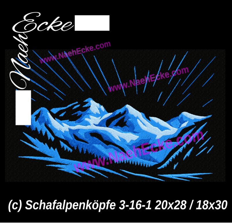 Stickdatei Schafalpenköpfe 3-16-1 20x28 / 18x30