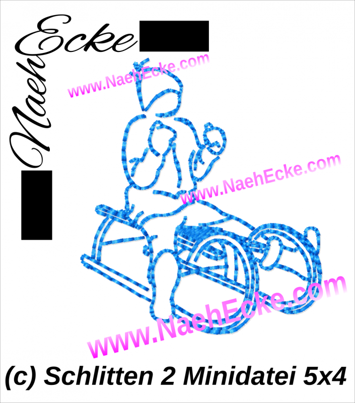 Stickdatei Schlittenfahren 2 Mini-Datei für 10x10