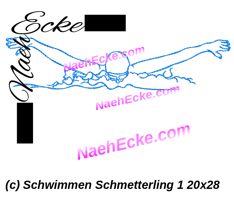 Embroidery Swimming Butterfly 1 11.02 x 7.87